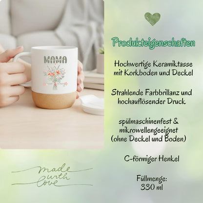 Korktasse MAMA Du bist die Beste | Blumen | Geschenk Mama Muttertag Geburtstag Weihnachten