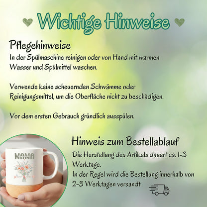 Korktasse MAMA Du bist die Beste | Blumen | Geschenk Mama Muttertag Geburtstag Weihnachten
