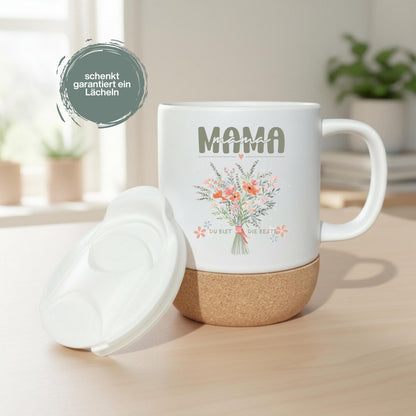 Korktasse MAMA Du bist die Beste | Blumen | Geschenk Mama Muttertag Geburtstag Weihnachten