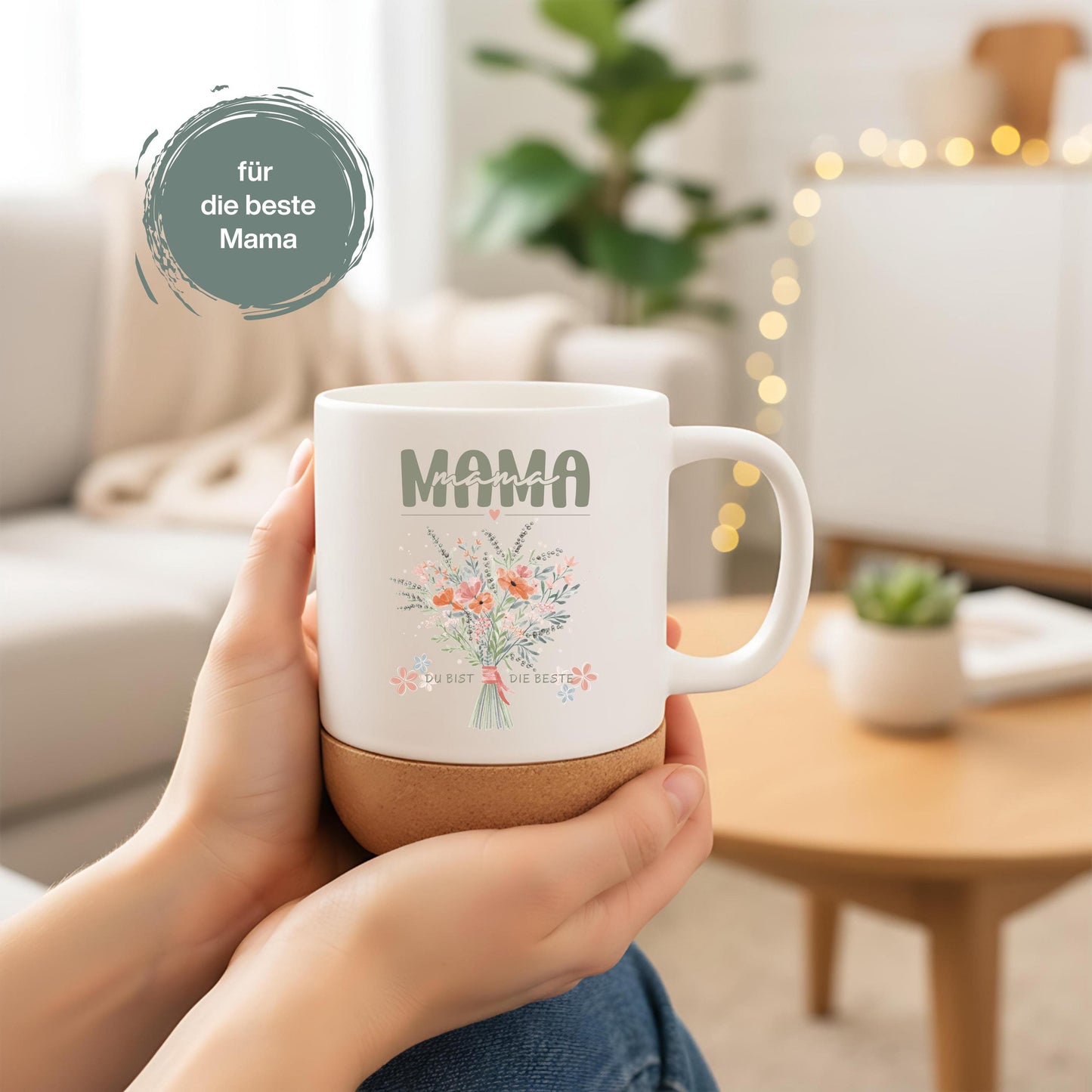 Korktasse MAMA Du bist die Beste | Blumen | Geschenk Mama Muttertag Geburtstag Weihnachten