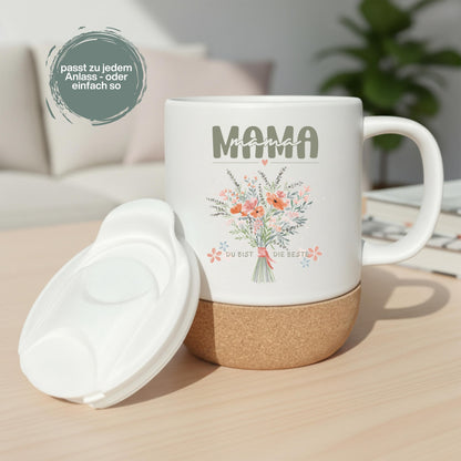 Korktasse MAMA Du bist die Beste | Blumen | Geschenk Mama Muttertag Geburtstag Weihnachten