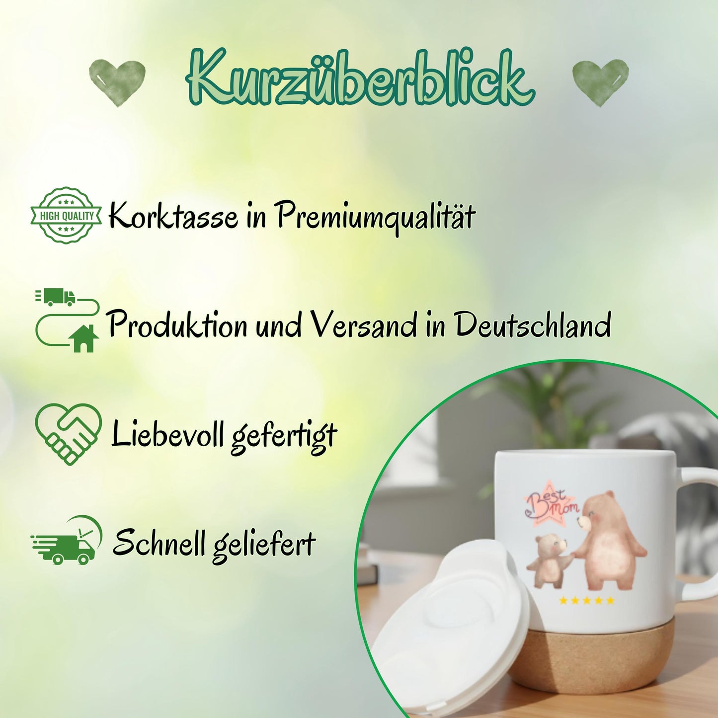 Korktasse Best Mom | Beste Mama Tasse | Muttertagsgeschenk Mama | Geschenkidee Mama Geburtstag