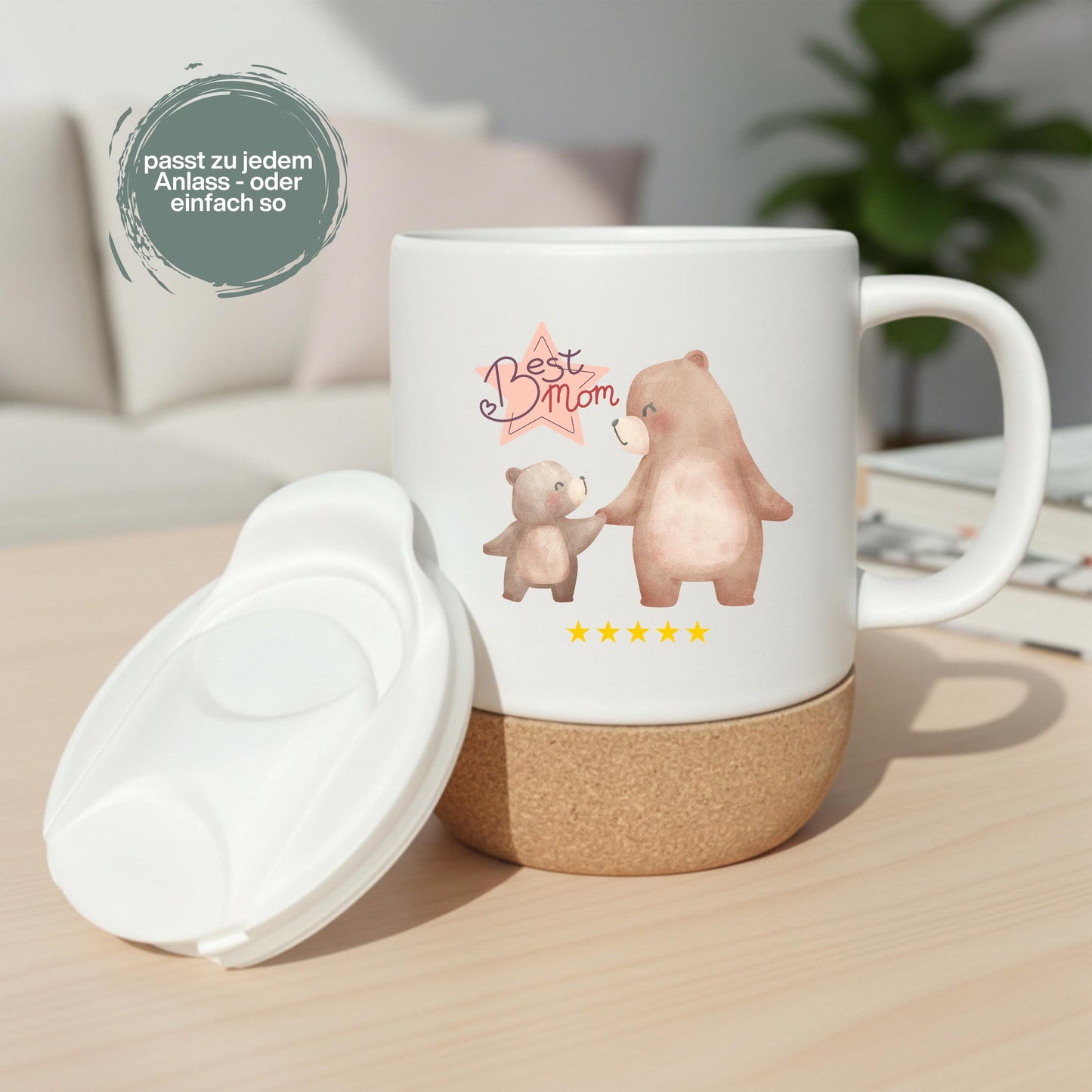 Korktasse Best Mom | Beste Mama Tasse | Muttertagsgeschenk Mama | Geschenkidee Mama Geburtstag