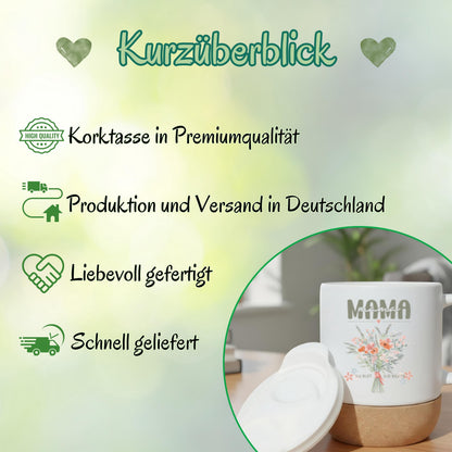 Korktasse MAMA Du bist die Beste | Blumen | Geschenk Mama Muttertag Geburtstag Weihnachten