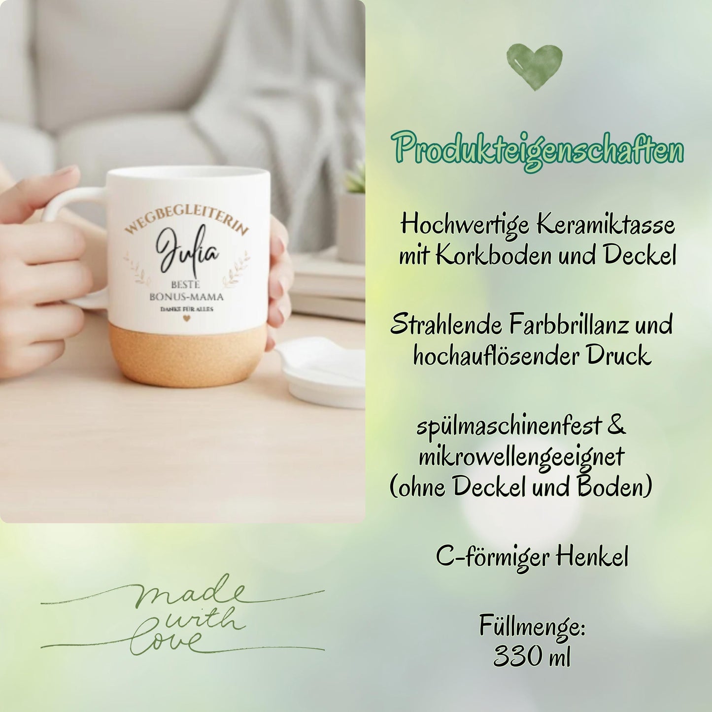 Tasse Bonus-Mama personalisiert mit Namen | Geschenk für Stiefmutter oder Wahlmama zu Weihnachten & Geburtstag