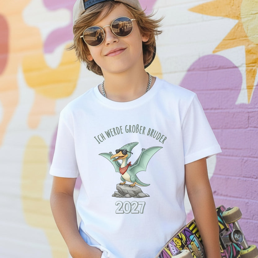 Ich werde großer Bruder Shirt 2027 mit Dino | Flugsaurier T-Shirt zur Schwangerschaftsverkündung