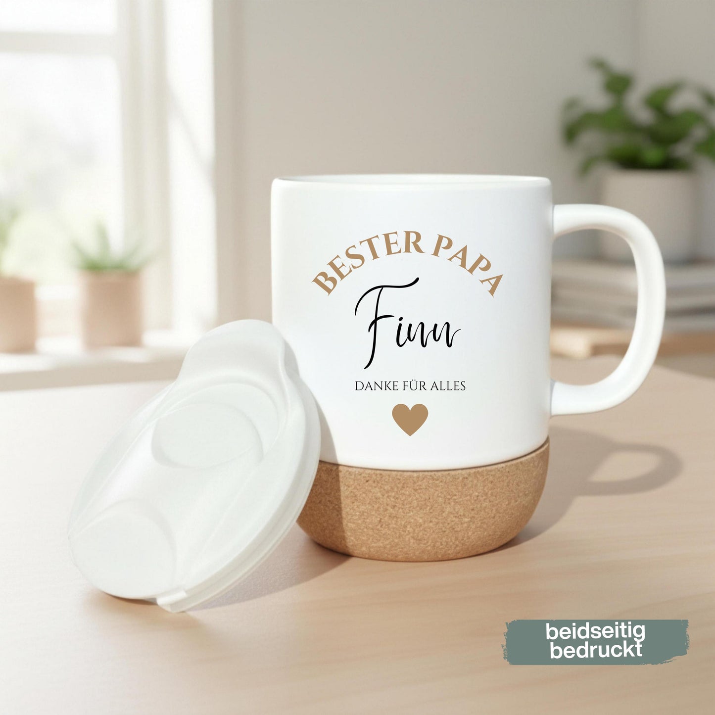 Papa Tasse personalisiert mit Namen | Korktasse Papa Geschenk Geburtstag