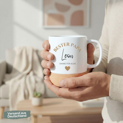 Papa Tasse personalisiert mit Namen | Korktasse Papa Geschenk Geburtstag