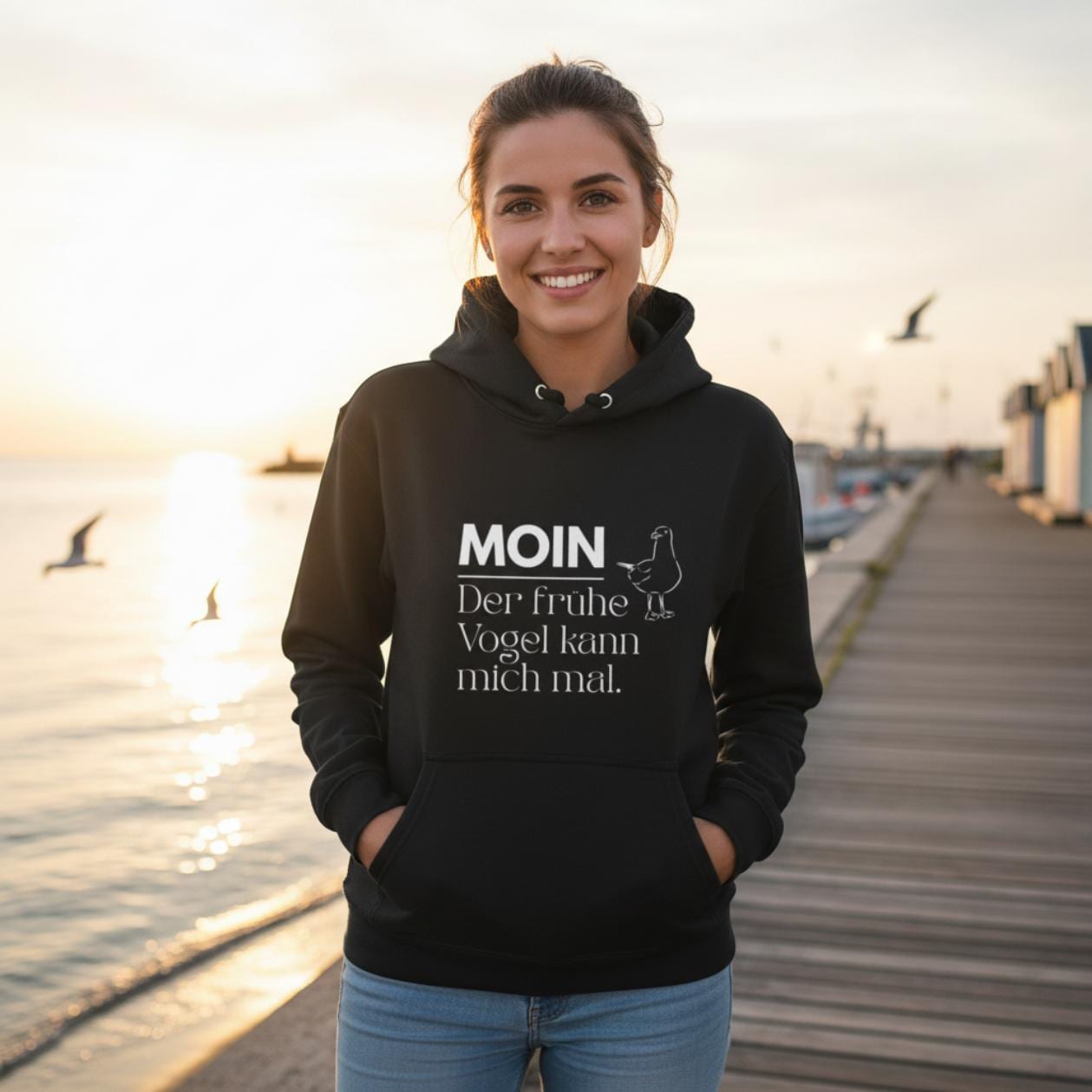 MOIN Hoodie – Der frühe Vogel kann mich mal | Kapuzenpullover Nordsee