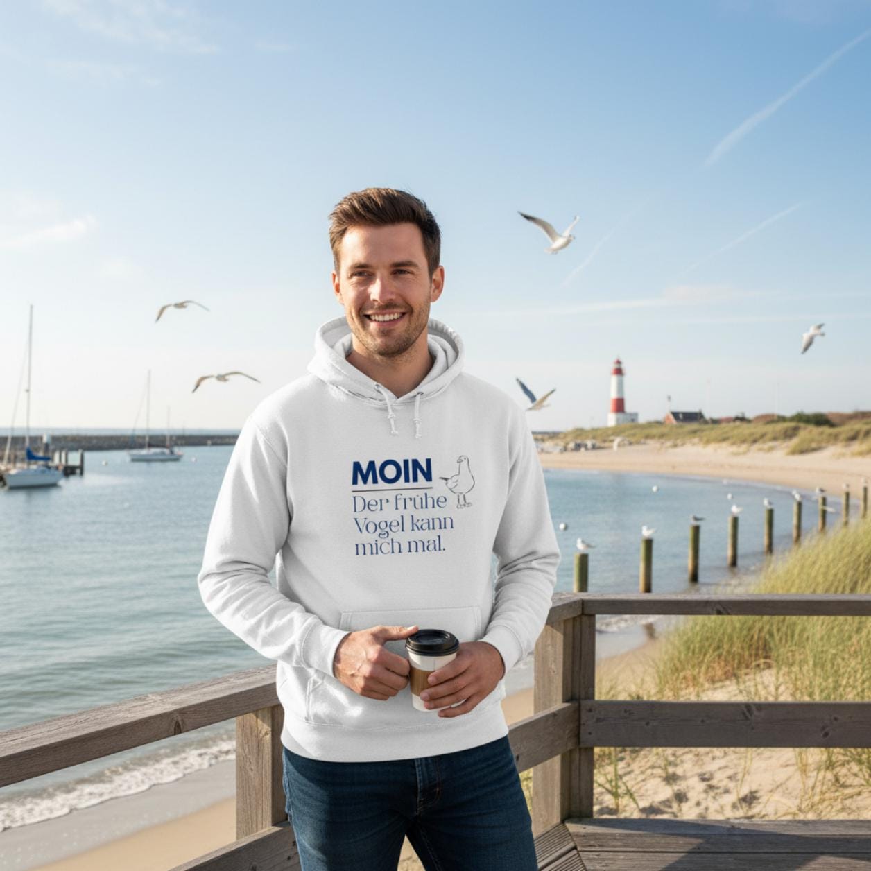 MOIN Hoodie – Der frühe Vogel kann mich mal | Kapuzenpullover Nordsee