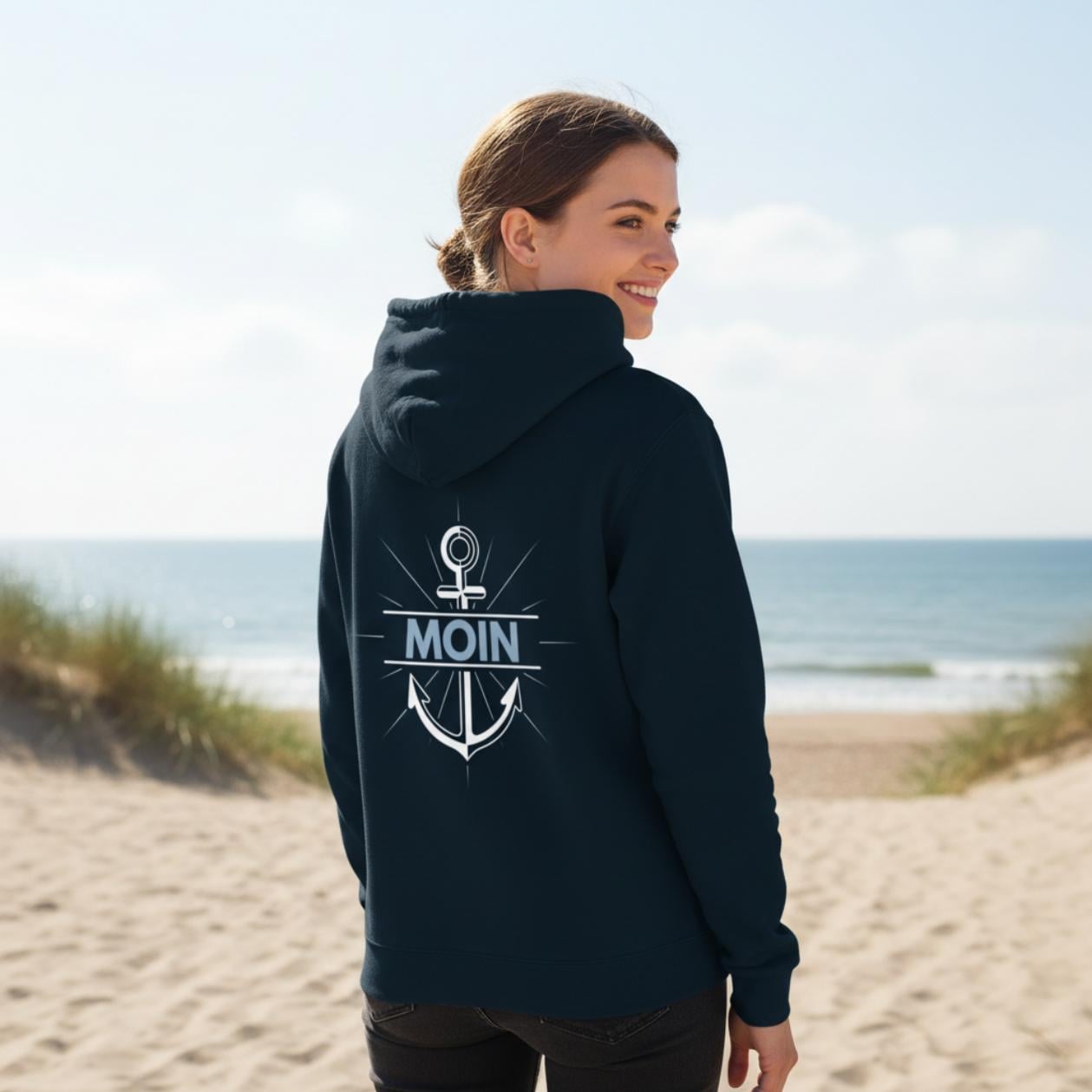 MOIN Hoodie für Damen und Herren | Anker Rückenprint Kapuzenpullover