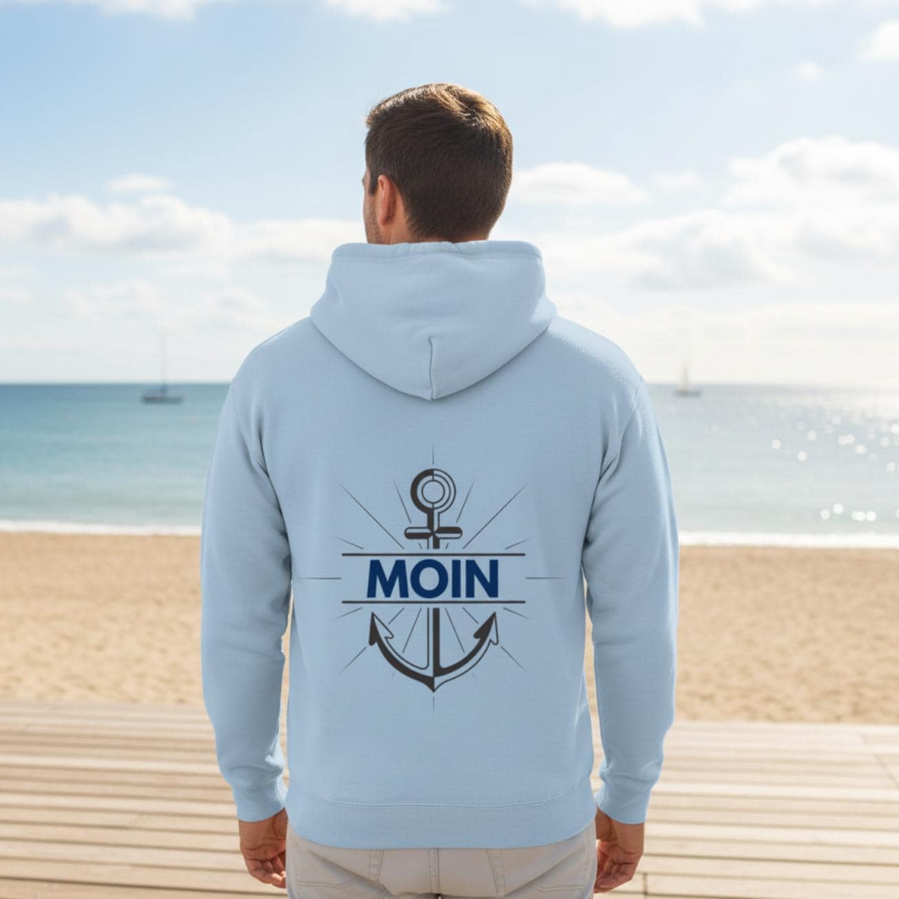 MOIN Hoodie für Damen und Herren | Anker Rückenprint Kapuzenpullover