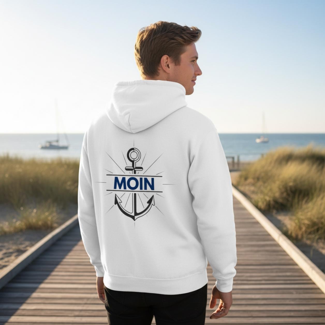MOIN Hoodie für Damen und Herren | Anker Rückenprint Kapuzenpullover