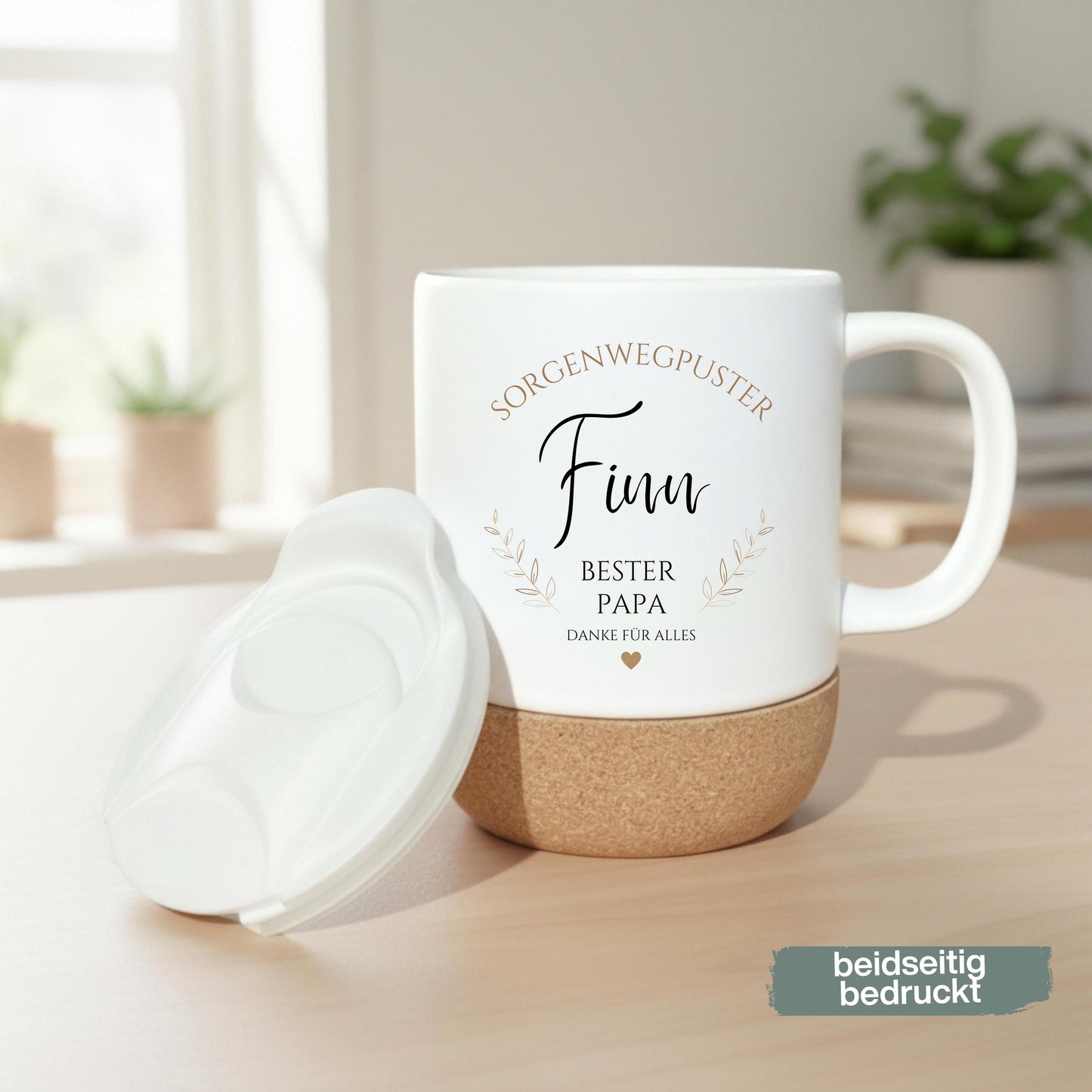 Papa Tasse personalisiert mit Namen | Korktasse Papa Geschenk Geburtstag Weihnachten