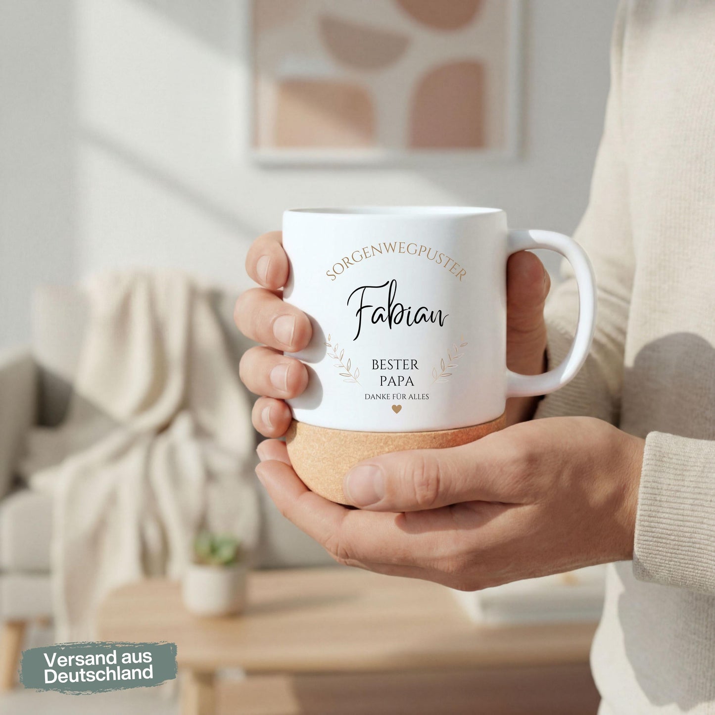 Papa Tasse personalisiert mit Namen | Korktasse Papa Geschenk Geburtstag Weihnachten