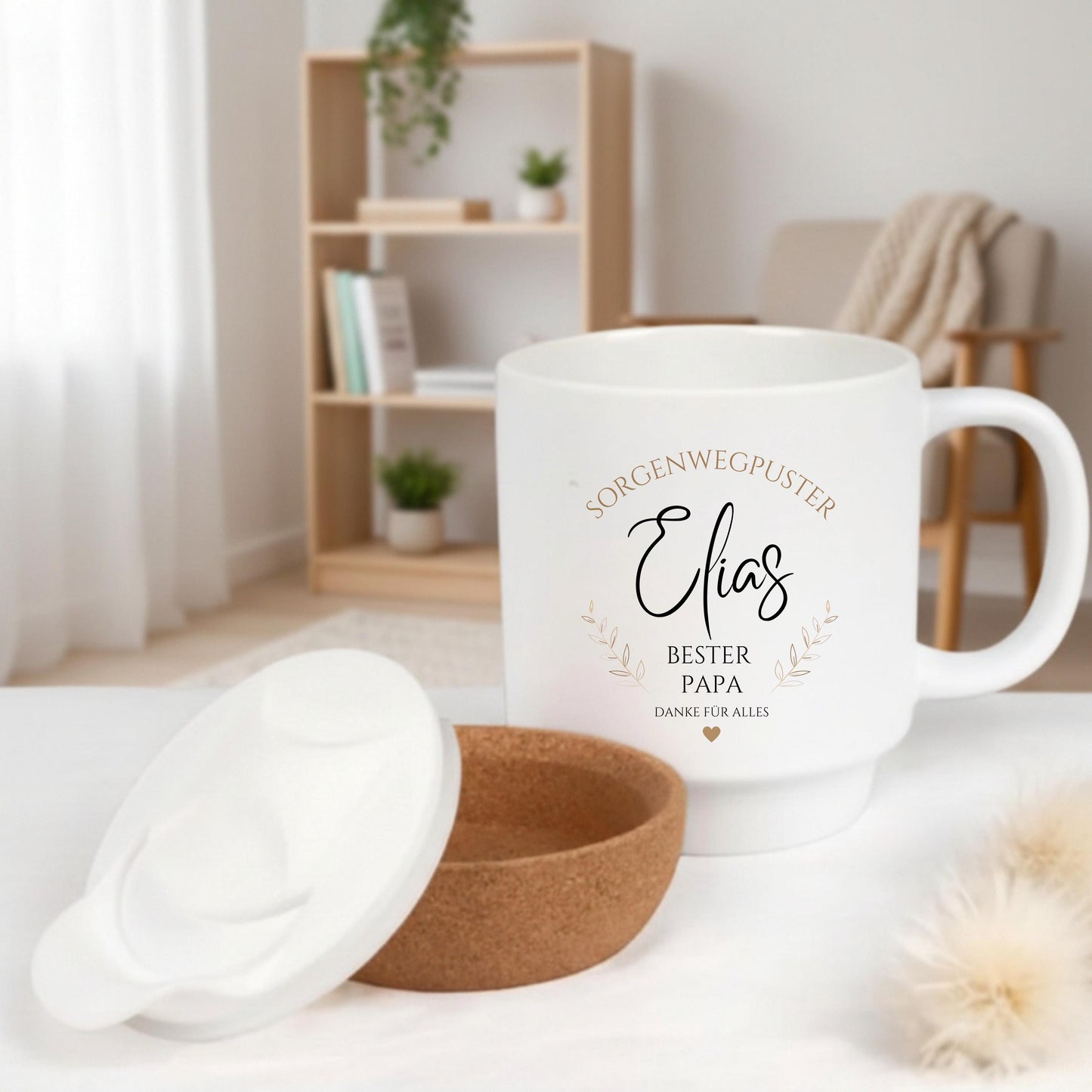 Papa Tasse personalisiert mit Namen | Korktasse Papa Geschenk Geburtstag Weihnachten