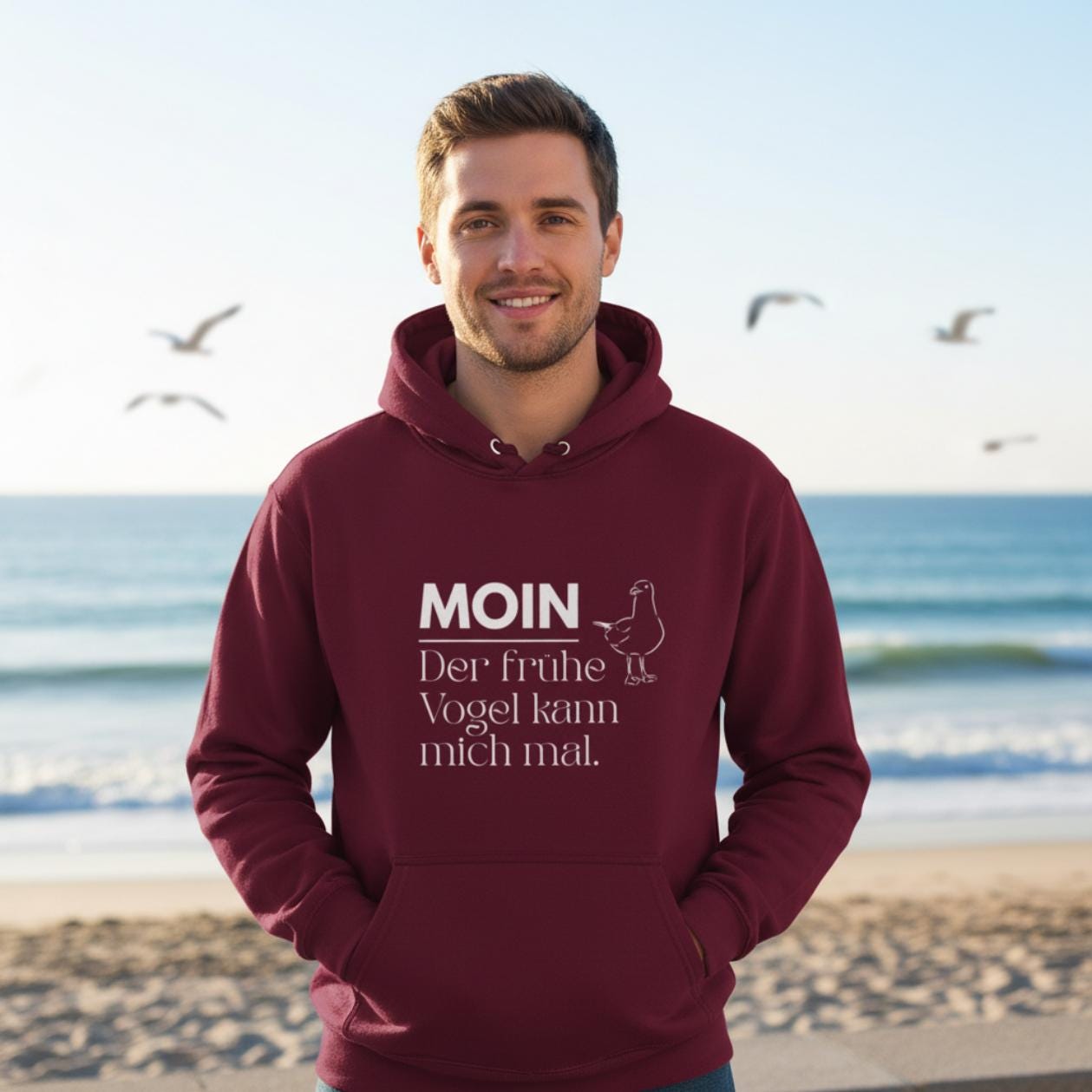 MOIN Hoodie – Der frühe Vogel kann mich mal | Kapuzenpullover Nordsee