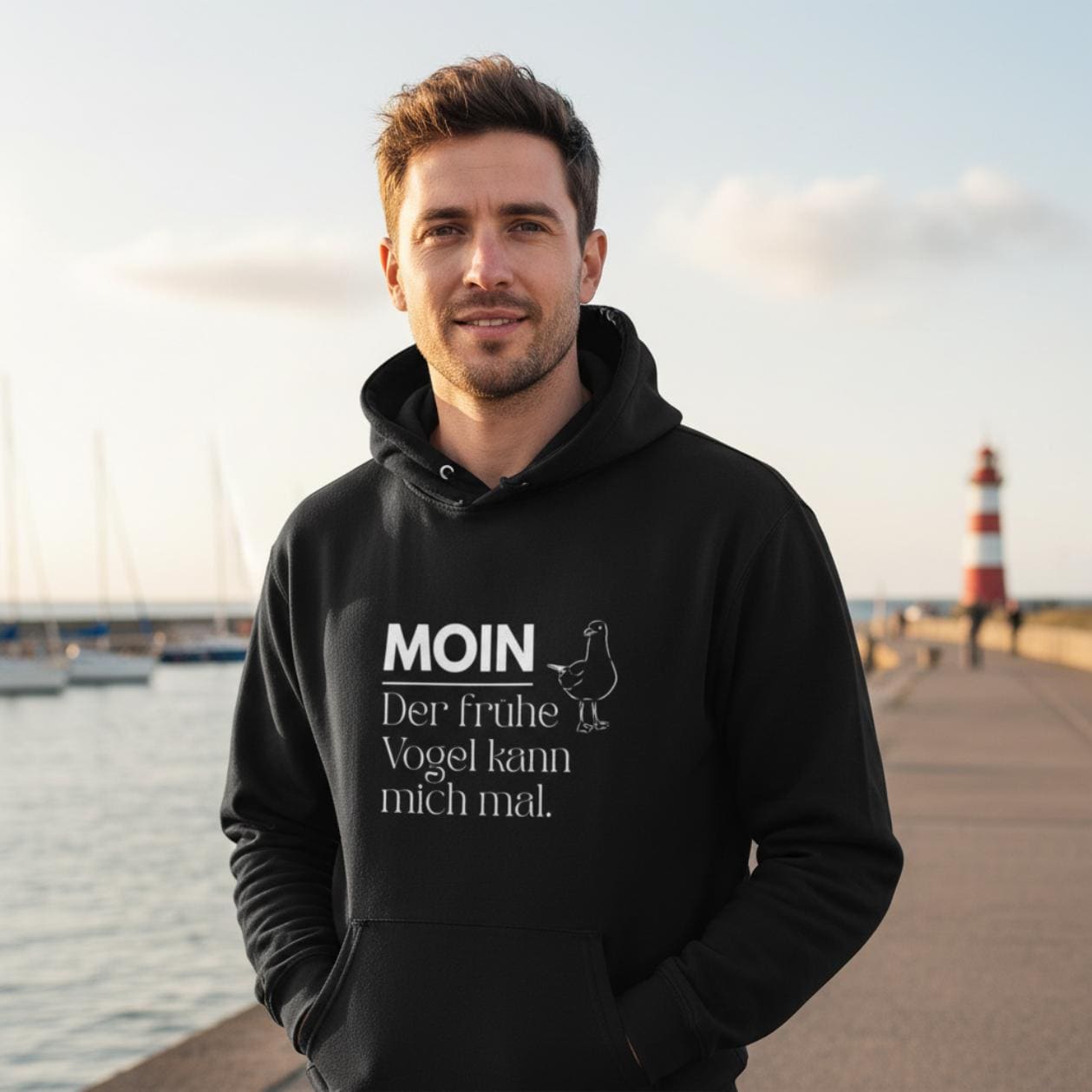 MOIN Hoodie – Der frühe Vogel kann mich mal | Kapuzenpullover Nordsee