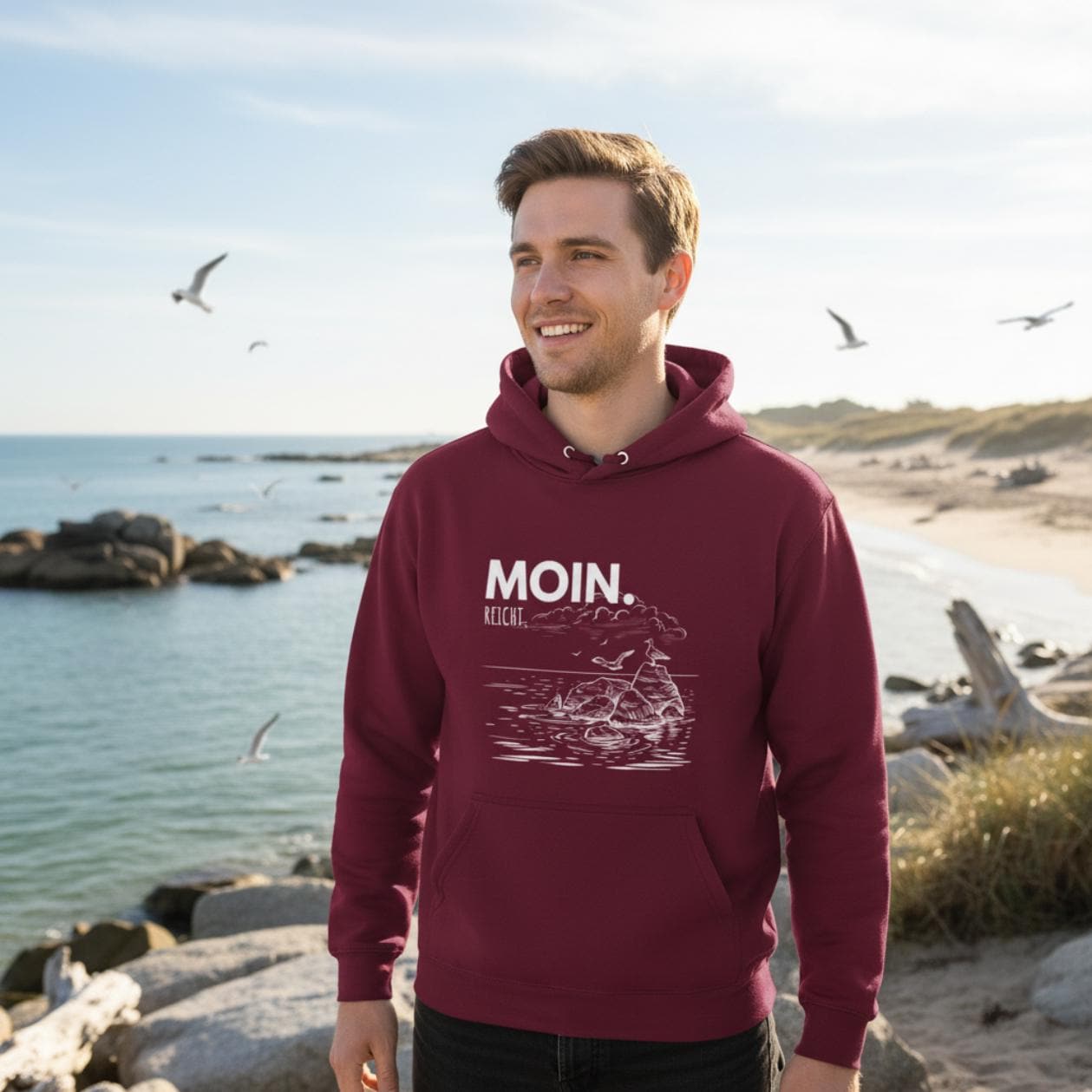 MOIN Hoodie – MOIN. Reicht. | Kapuzenpullover Nordsee Geschenk