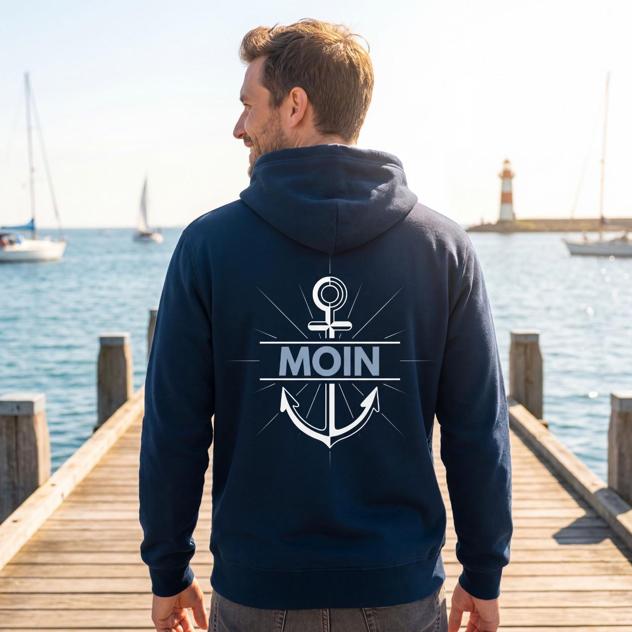 MOIN Hoodie für Damen und Herren | Anker Rückenprint Kapuzenpullover