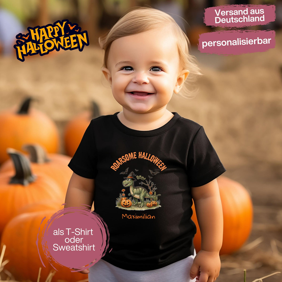 Halloween T-Shirt oder Sweatshirt für Kinder – ideal für „Süßes oder Saures“! Dein Kind ist perfekt gekleidet für Halloween mit diesem bequemen Shirt oder Pullover in Schwarz oder Weiß. Niedliches Design für Jungen & Mädchen, ideal für Halloween Partys, Kindergarten & das erste Halloween. Beliebt als „mein erstes Halloween“ Outfit oder Halloween Kleidung für Kinder. Auch als langarm Shirt für kühlere Tage geeignet. Ein Must-have für kleine Gruselfans! 🎃