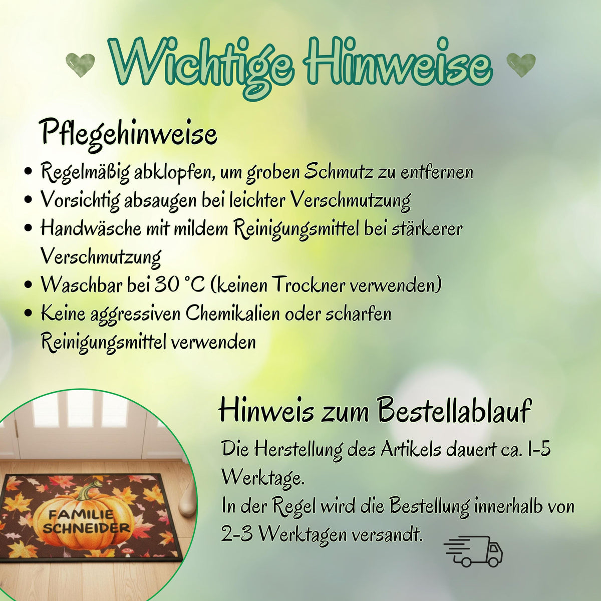Personalisierte Herbst Fußmatte mit Namen für Haustür und Eingang, Kürbis Fußmatte mit buntem Herbstlaub als individuelle Herbstdeko. Bedruckte Fußmatte personalisiert für Familie und Paare, Geschenk zum Einzug, Geschenk fürs neue Haus und Herbst Geschenk für Kürbisfans. Personalisierte Fußmatte Familie in 3 Größen und 5 Farben mit rutschfestem Gummirand. Herbst Fußmatte, Kürbis Deko und personalisierte Eingangsmatte für die gemütliche Jahreszeit, Produktion und Versand aus Deutschland.