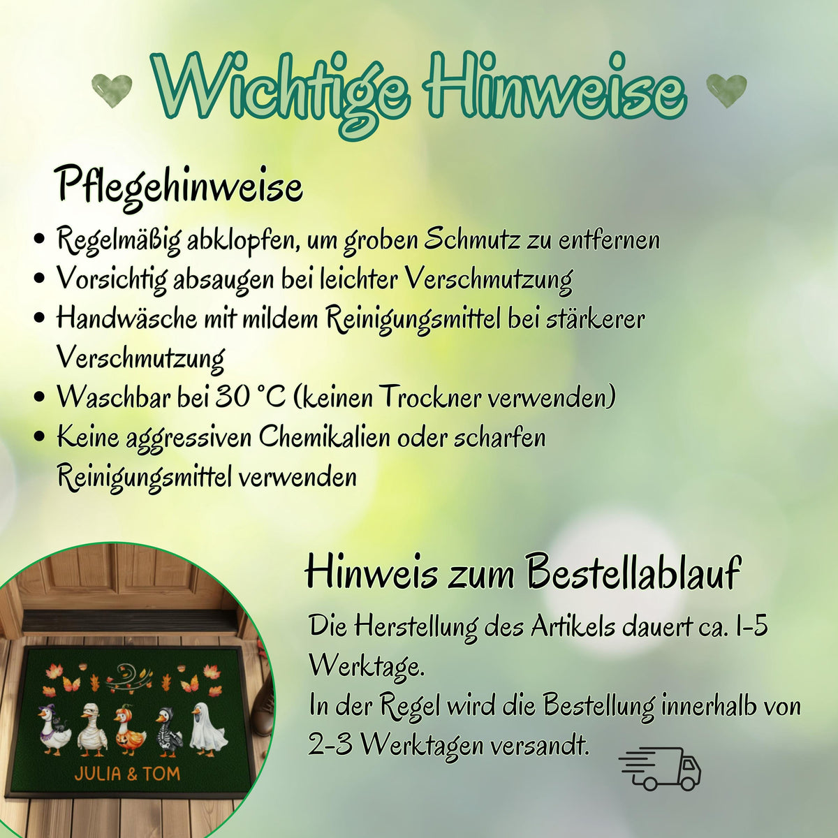 Personalisierte Fußmatte mit Namen für Haustür und Eingang, Herbst Fußmatte und Halloween Fußmatte mit lustigen Gänsen. Individuelle bedruckte Fußmatte als Herbstdeko, Halloween Deko und personalisierte Deko für Zuhause. Lustige Fußmatte mit Gänsen als Geschenk zum Einzug, Geschenk fürs neue Haus, Herbst Geschenk für Familien und Paare. Personalisierte Fußmatte Haus in 3 Größen und 5 Farben, hochwertige Fußmatte mit Gummirand für Eingangsbereich, Herbst und Halloween.