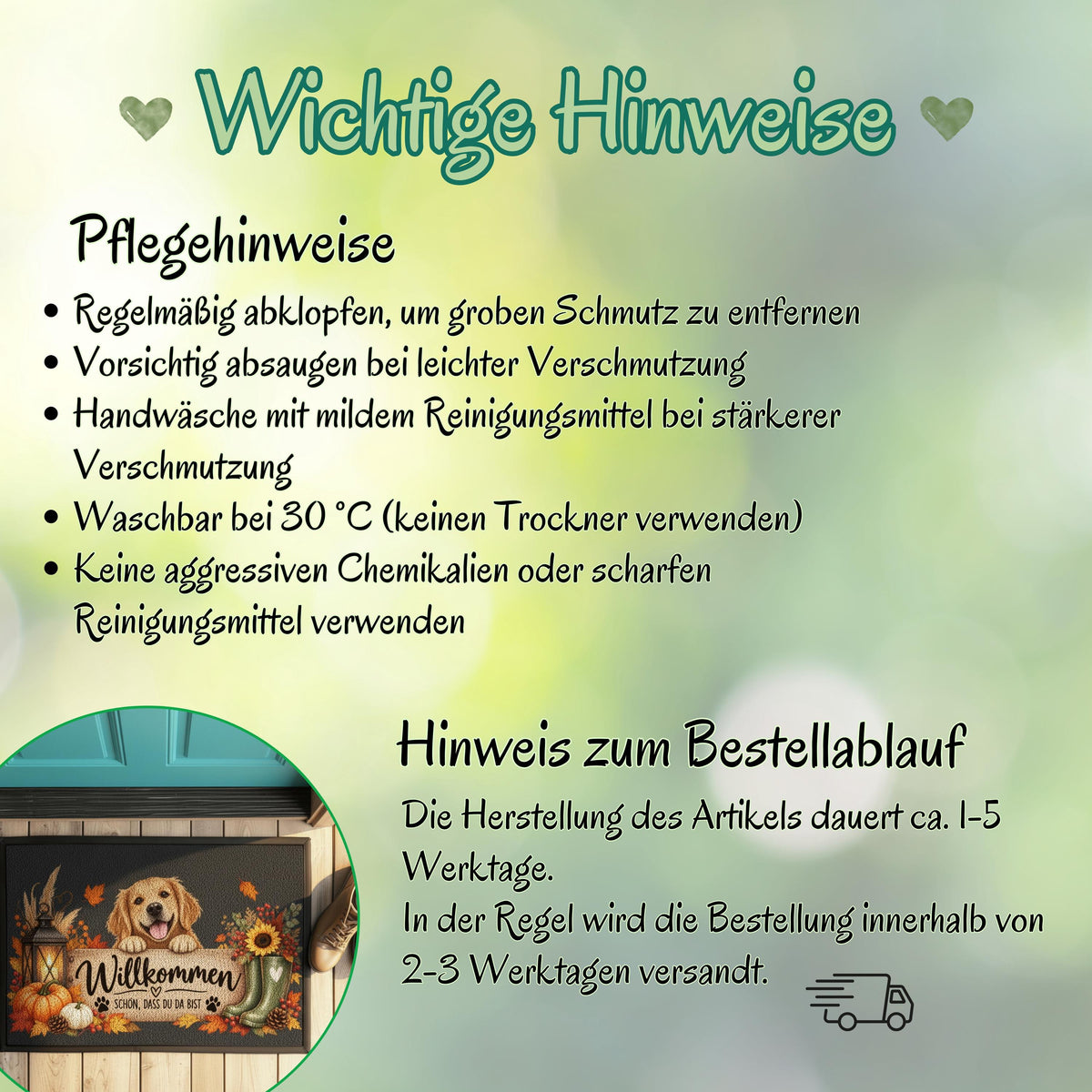 Herbst Fußmatte für Haustür und Eingang mit fröhlichem Hund und Spruch „Willkommen – Schön, dass du da bist“. Bedruckte Haustür Fußmatte mit Kürbissen, buntem Herbstlaub, Laterne, Sonnenblume, Beeren, Tannenzapfen, Gummistiefeln und kleinen Pfoten. Schmutzfangmatte aus 100 % Polypropylen mit rutschfestem Gummirand. Dekorative Eingangs Fußmatte und Willkommensmatte für die Herbstzeit, passend als Fußmatte Willkommen, Herbst Fußmatte und Geschenk für Hundebesitzer, Hundefreunde, Herbstfans