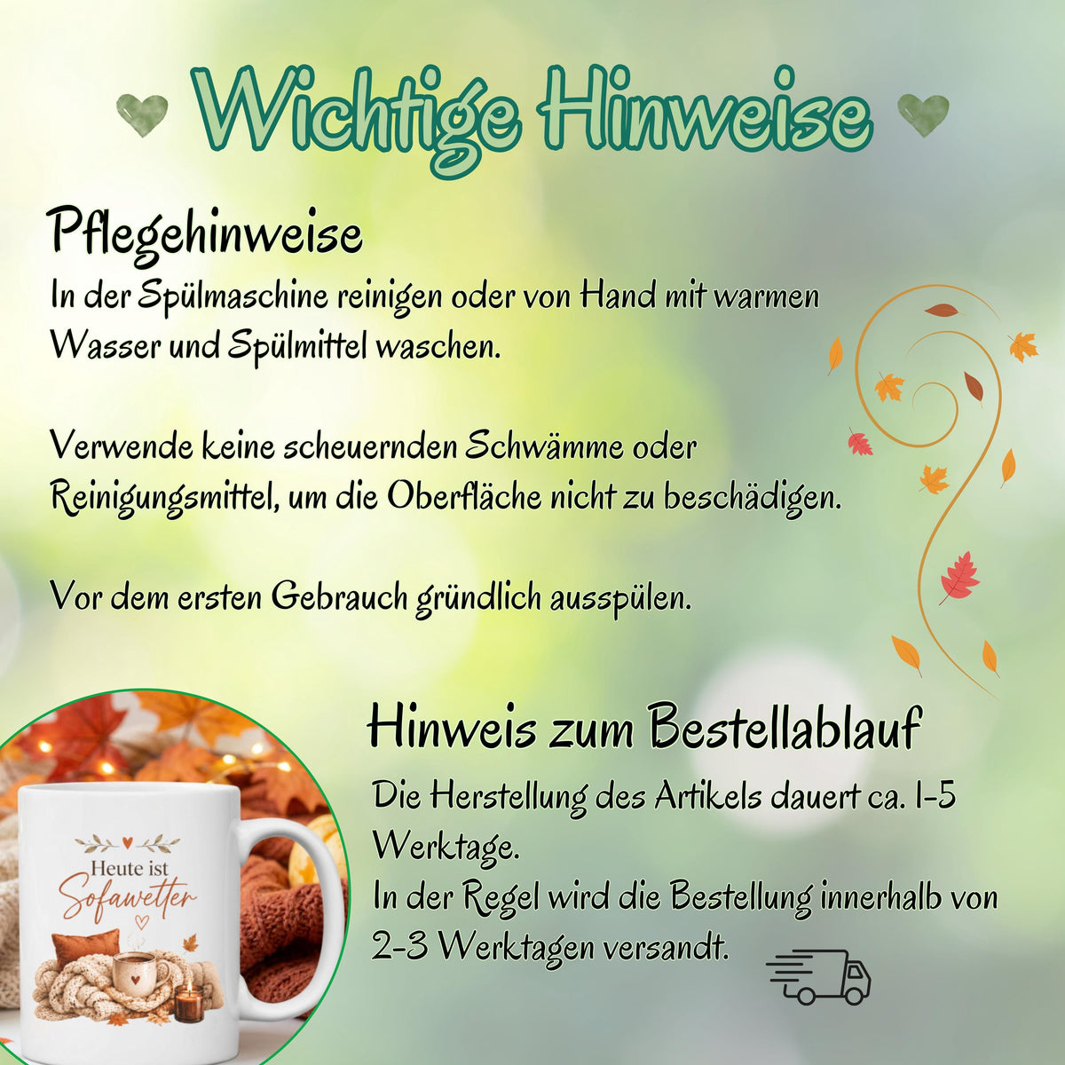 Herbst Tasse Heute ist Sofawetter als Geschenk für beste Freundin und Geschenk für Kaffeeliebhaber. Weiße Keramiktasse 330 ml mit gemütlichem Herbstmotiv, Kaffee, Decke, Kerze und Herbstblättern. Herbsttasse als Kaffeeliebhaber Geschenk, Me Time Geschenk, Selfcare Geschenk und Herbst Geschenk. Kaffeetasse Herbst für Cozy Season und Herbstzeit, spülmaschinenfeste Keramiktasse als Tasse mit Herbstmotiv und gemütliche Geschenkidee für Kaffeeliebhaber.