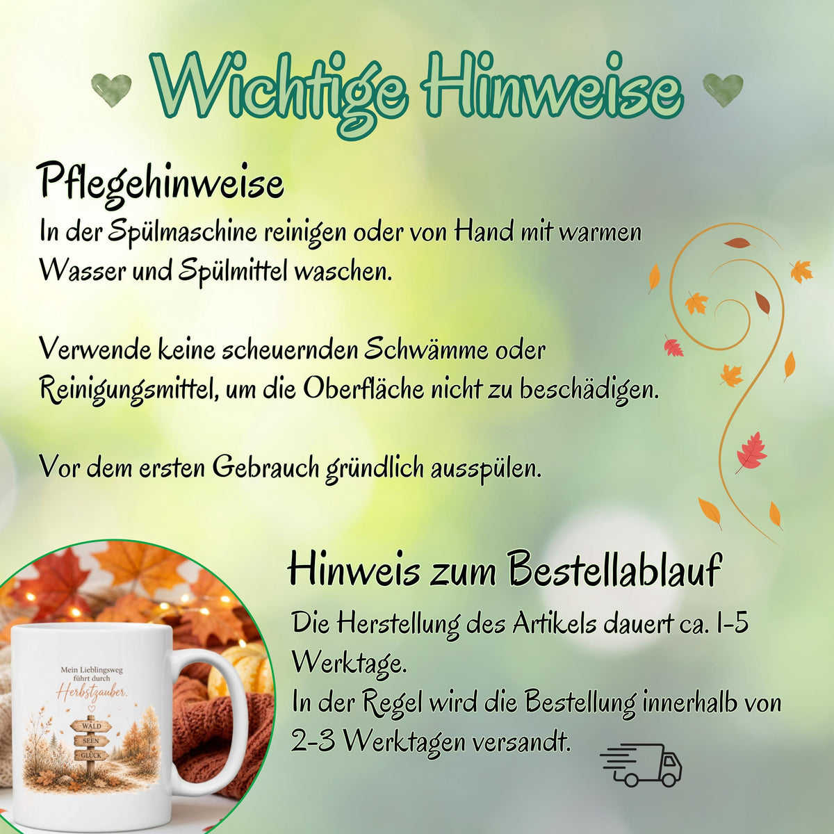 Herbst Tasse mit Spruch „Mein Lieblingsweg führt durch Herbstzauber“ als Geschenk für beste Freundin und Geschenk für Kaffeeliebhaber. Weiße Keramiktasse 330 ml beidseitig bedruckt mit herbstlichem Waldmotiv und Wegweiser Wald Seen Glück. Herbsttasse für Herbstzeit, Cozy Season, Naturfreunde und Waldliebhaber. Kaffeeliebhaber Geschenk, Herbst Geschenk, Me Time Geschenk und Selfcare Geschenk für Freundin, Mama oder Schwester. geschenk beste freundin, geschenk kaffeeliebhaber, herbsttasse