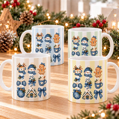Weihnachtstasse mit winterlichen Wintermotiven zeigt diese Keramiktasse Weihnachten in vier Farben. Diese Kaffeetasse Weihnachten sorgt mit ihrem Design für Adventsstimmung und eignet sich als Wichtelgeschenk-Tasse, Weihnachtsgeschenk-Tasse oder Weihnachtsbecher Geschenk für alle, die Weihnachten lieben. Als Winter Tasse Geschenk oder Winterkaffeetasse begleitet sie dich durch die ganze Weihnachten-und-Winter-Zeit, egal ob als Geschenk für dich selbst oder für liebe Menschen in deinem Leben.