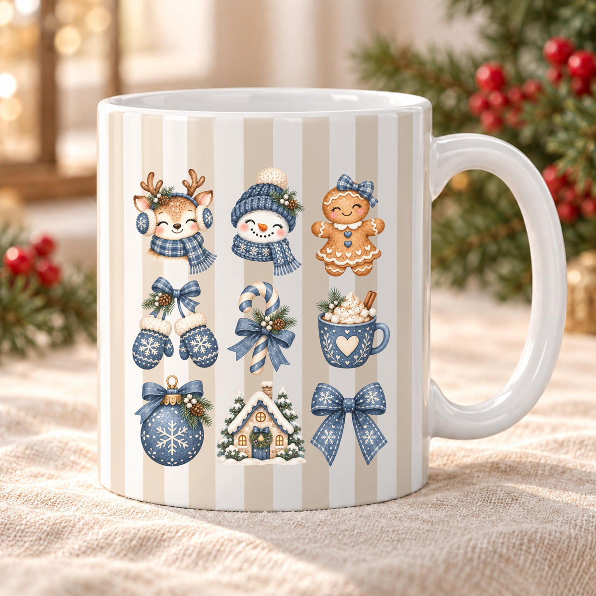 Weihnachtstasse mit winterlichen Wintermotiven zeigt diese Keramiktasse Weihnachten in vier Farben. Diese Kaffeetasse Weihnachten sorgt mit ihrem Design für Adventsstimmung und eignet sich als Wichtelgeschenk-Tasse, Weihnachtsgeschenk-Tasse oder Weihnachtsbecher Geschenk für alle, die Weihnachten lieben. Als Winter Tasse Geschenk oder Winterkaffeetasse begleitet sie dich durch die ganze Weihnachten-und-Winter-Zeit, egal ob als Geschenk für dich selbst oder für liebe Menschen in deinem Leben.
