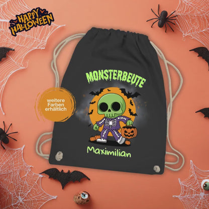 Süßes oder Saures Tasche mit Namen | Halloween Tasche Kinder – personalisierter Turnbeutel für Süßigkeiten | Halloween Sammelbeutel Süßes