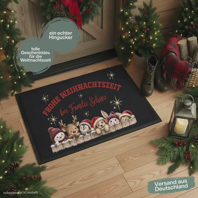 Personalisierte Fußmatte Weihnachten | Schmutzfangmatte | Fußmatte Eingang | Weihnachtsfußmatte | rutschfeste Fußmatte | Haustürmatte Name