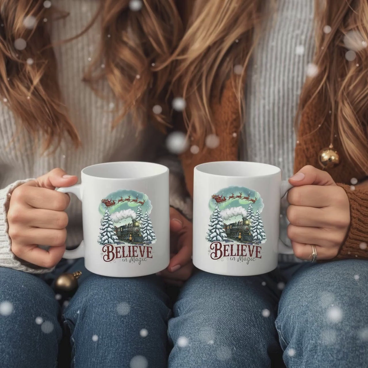 Weihnachtstasse Believe in Magic | Weihnachtsgeschenk Familie Freundin Mama | Keramiktasse Weihnachten Kaffee | Wichtelgeschenk Tasse Winter