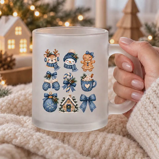 Weihnachtstasse mit Weihnachtsmotiven, Tasse Weihnachten Winter, Weihnachtsbecher, Kaffeetasse Weihnachten Nikolaus, Wichtelgeschenk Tasse