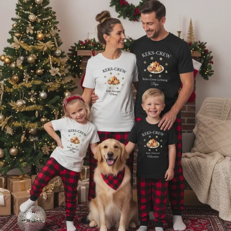 Weihnachtspullover Familie Keks-Crew – personalisierter Partnerlook Weihnachten Eltern Kinder Baby | Familienoutfit Geschwister Outfit