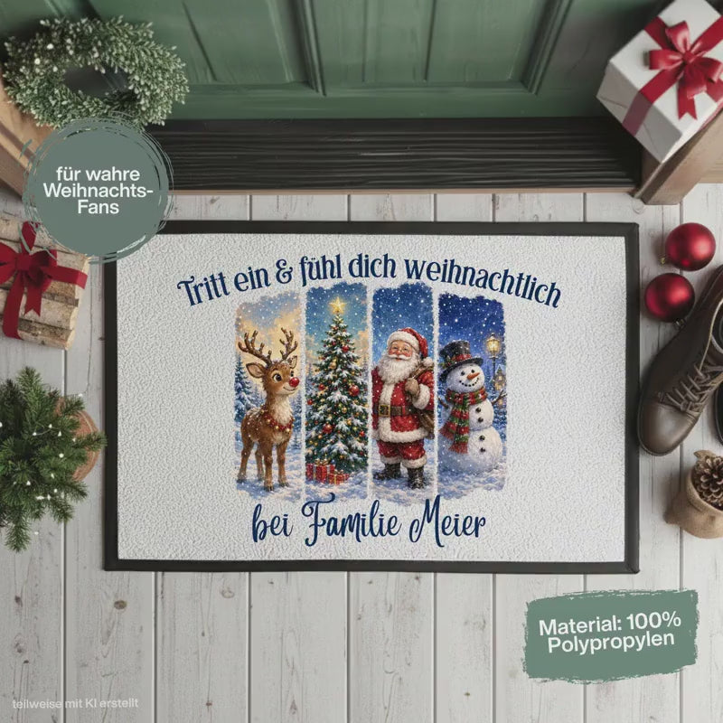Personalisierte Fußmatte Weihnachten | Schmutzfangmatte | Fußmatte Eingang | Weihnachtsfußmatte | rutschfeste Fußmatte | Haustürmatte Name