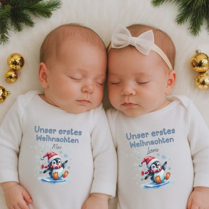 Unser erstes Weihnachten Zwillinge | Body Weihnachten Baby | Langarm Body Zwillinge | Weihnachtsbody Geschenkidee | Fotoshooting Outfit