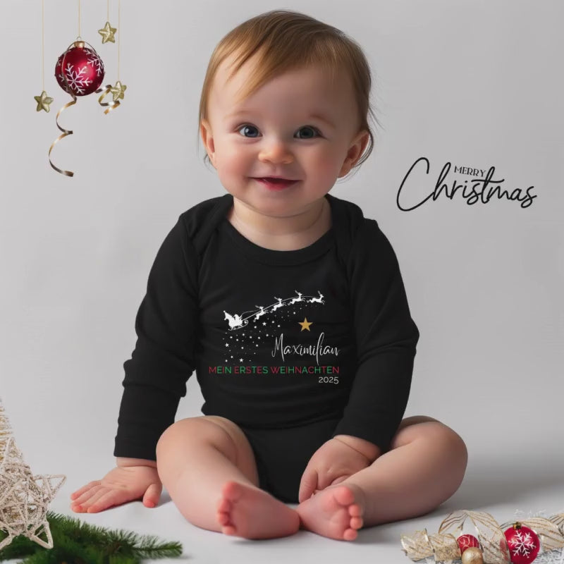 Weihnachten Babybody Langarm | Mein erstes Weihnachten Body Baby Geschenkidee | Baby Weihnachten Outfit | Weihnachtsbody Personalisiert