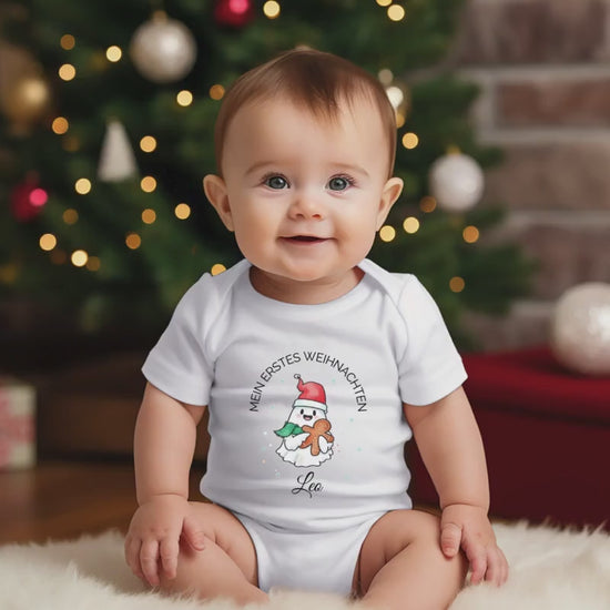 Mein erstes Weihnachten Babybody | Lebkuchenmann mit Name personalisiert | Weihnachtsoutfit Baby 2026 | Babybody Weihnachten Baby Outfit