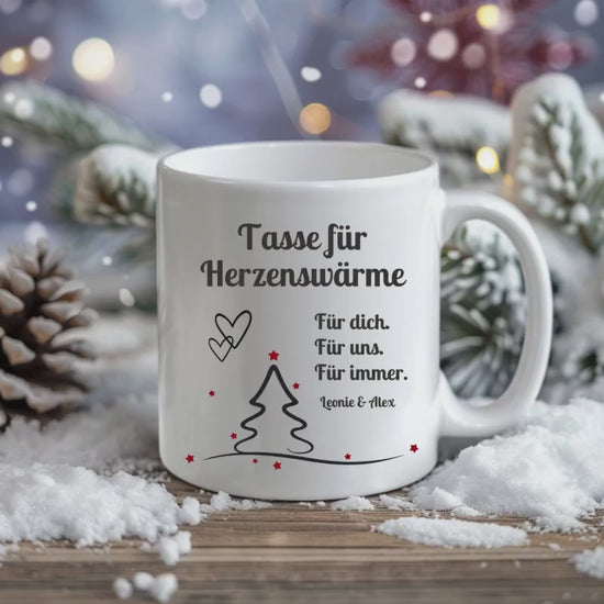 Weihnachtstasse mit Spruch & Namen | Personalisiertes Geschenk Weihnachten für Partner Freundin Freund Paar | Tasse Herz Liebe Weihnachten