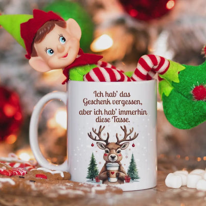 Lustige Weihnachtstasse mit Spruch | Rentier Tasse Weihnachten Geschenk Kollegin Freund Familie | Weihnachtsbecher | Wichtelgeschenk Winter