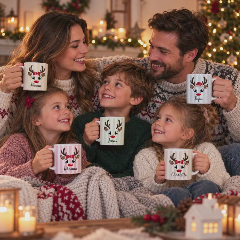 Personalisierte Weihnachtstasse mit Namen, Tasse Mama Papa Keramiktasse, Kaffeetasse Weihnachten Weihnachtsgeschenk Wichtelgeschenk Idee