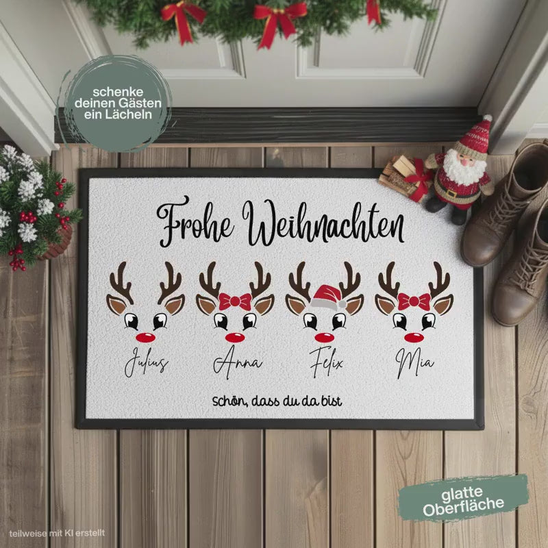 Personalisierte Fußmatte Weihnachten | Schmutzfangmatte | Fußmatte Eingang | Weihnachtsfußmatte | rutschfeste Fußmatte | Haustürmatte Name