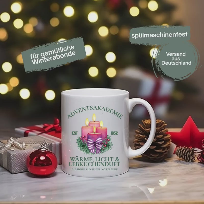 Weihnachtstasse Adventszeit | Tasse Weihnachten mit Kerzen Motiv Geschenkidee Advent Kaffee Tee Kakao | Geschenkidee Winterbecher mit Spruch