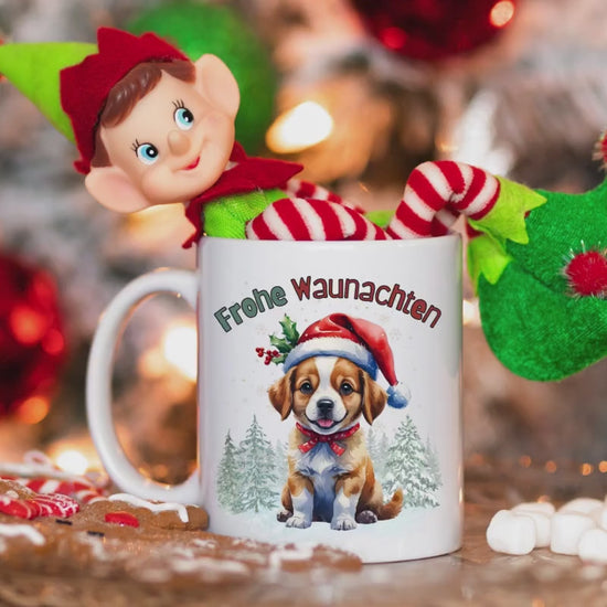 Weihnachtstasse Hund | Frohe Waunachten Tasse Weihnachten Geschenk für Hundefreunde | Winterbecher Hundemotiv | Geschenkidee Hundeliebhaber