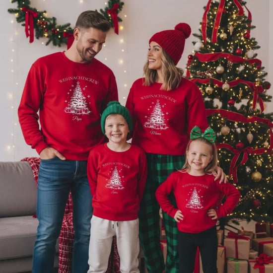 Weihnachtspullover Familie personalisiert | Partnerlook Weihnachten Eltern Kind Familienoutfit Weihnachten personalisierter Pullover