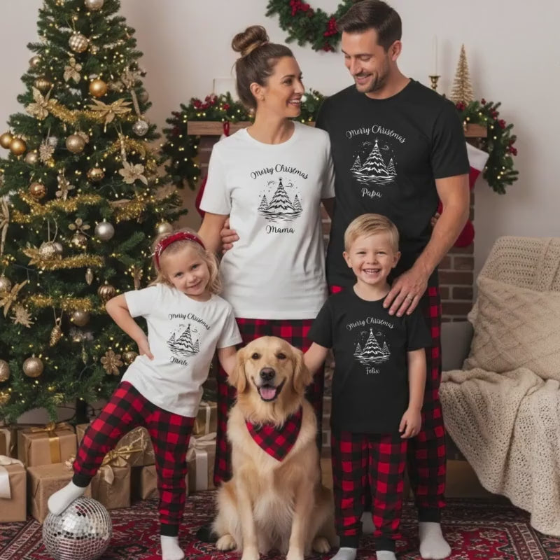 Weihnachtspullover Familie | Familienoutfit Weihnachten Partnerlook Eltern Kinder | Geschwisteroutfit | Weihnachtsshirt personalisiert Name
