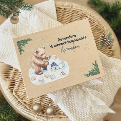 Geschenkbox Weihnachten Holz | Weihnachtskiste personalisiert | Holzbox mit Namen | Weihnachtsüberraschung Kiste zum Befüllen | Adventskiste